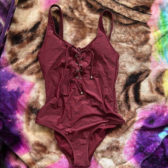 Mossimo Supply Co. Other - 🩱Backless Burgundy One Piece Swimsuit/ bodysuit 🩱
